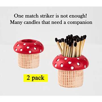 Mushroom Match Holder With Striker 2 Décor Match Striker Jar Cute Match Jar With Striker Decorative Matches In A Jar Fancy Matches Jars