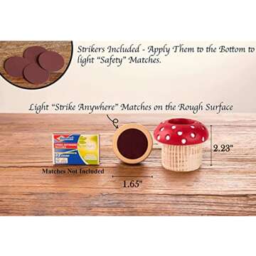 Mushroom Match Holder With Striker 2 Décor Match Striker Jar Cute Match Jar With Striker Decorative Matches In A Jar Fancy Matches Jars