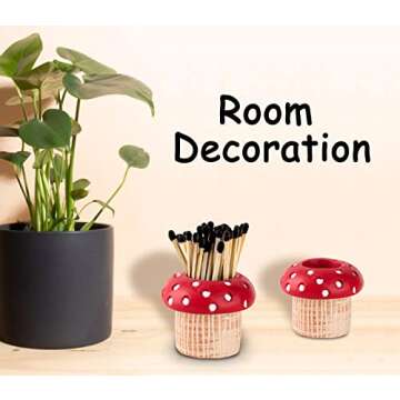 Mushroom Match Holder With Striker 2 Décor Match Striker Jar Cute Match Jar With Striker Decorative Matches In A Jar Fancy Matches Jars