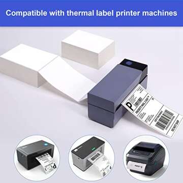 RyhamPaper 4" x 6" Fanfold Direct Thermal Labels White Mailing Postage Labels, Perforated, Permanent Adhesive Shipping Labels (1 Stacks - 500 Labels)