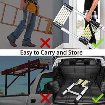 Yooikeey® 14.5FT Telescoping Ladder, Aluminum Telescopic Extension Ladder EN131 and CE Standard, Lightweight Collapsible Ladder Max Load 330lbs, Portable Folding Ladder for Home, Outdoor