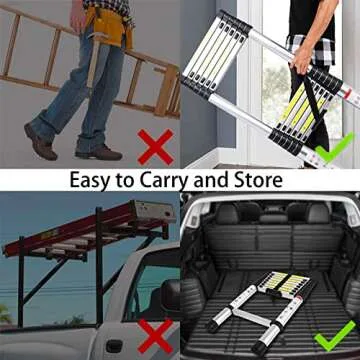 Yooikeey® 14.5FT Telescoping Ladder, Aluminum Telescopic Extension Ladder EN131 and CE Standard, Lightweight Collapsible Ladder Max Load 330lbs, Portable Folding Ladder for Home, Outdoor