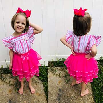 Girls 4 Layered Tulle Tutu Skirt with Hairbow