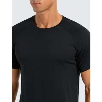 CRZ YOGA Men's Lightweight Short Sleeve T-Shirt Quick Dry Workout Running Athletic Tee Shirt Tops Black Large