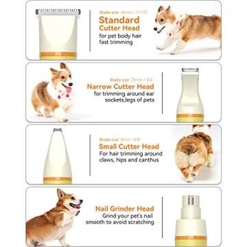 Dog Grooming Clippers Kit, All-in-One Low Noise Dog Paw Trimmer Electric Rechargeable Cordless Small...