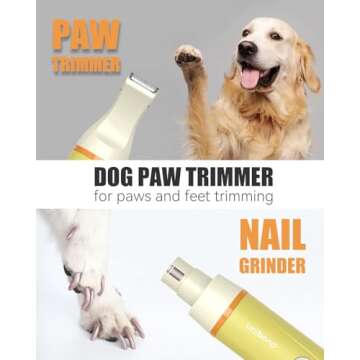 Dog Grooming Clippers Kit, All-in-One Low Noise Dog Paw Trimmer Electric Rechargeable Cordless Small Quiet Pet Foot Shaver Stainless Steel Scissors and Comb for Dogs Cats at Home