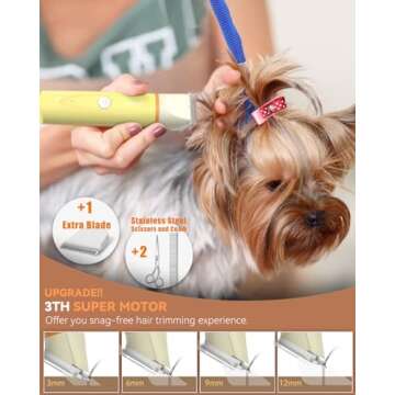 Dog Grooming Clippers Kit, All-in-One Low Noise Dog Paw Trimmer Electric Rechargeable Cordless Small Quiet Pet Foot Shaver Stainless Steel Scissors and Comb for Dogs Cats at Home