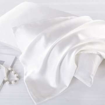 100% Mulberry Silk Pillowcase for Hair and Skin Made in USA, Both Sizes 22 Momme Organic Silk Pillow Case White King, Anti Aging, Acen Free, Hypoallergenic (White, King)