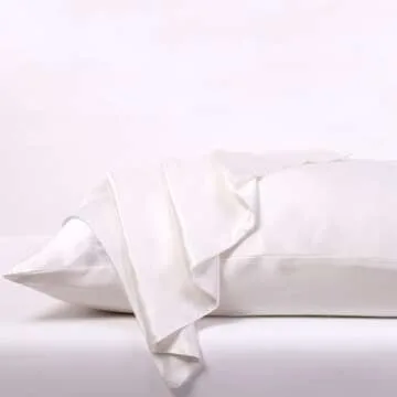 100% Mulberry Silk Pillowcase for Hair and Skin Made in USA, Both Sizes 22 Momme Organic Silk Pillow Case White King, Anti Aging, Acen Free, Hypoallergenic (White, King)