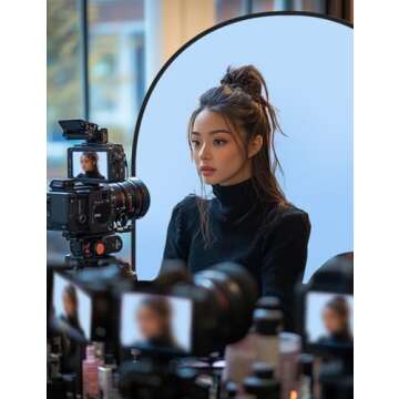 Kate Collapsible Backdrop Pop Up Backdrops Photo Folding Backdrop for Photoshoot, for Portrait Photography, for Video Stream, 5x6.5ft(Blue/Pink)