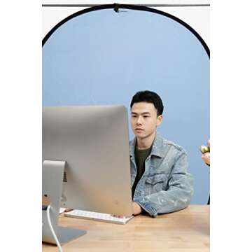 Kate Collapsible Backdrop Pop Up Backdrops Photo Folding Backdrop for Photoshoot, for Portrait Photography, for Video Stream, 5x6.5ft(Blue/Pink)