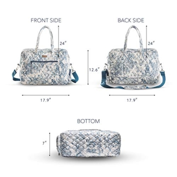 Maison d' Hermine Weekend Bag Cotton Quilted Duffel Overnight Luggage Weekender Gym Bag for Gifts Travel Men Women Business Travellers Family Trip, The Miller - Blue