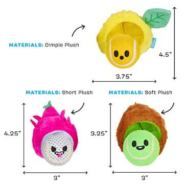 Barkbox Dog Toys – Fruity Cutie Tropical Trio Squeaker Ball Interactive Chew Toys – Durable & Tough Tennis Balls, Training, Exercise & Beating Boredom – Stimulating Plush, Small