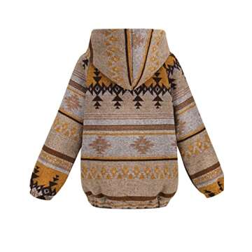 COWOKA Women's Aztec Print Pattern Western Ethnic Half Zip Long Sleeve Pullover Hoodie Sweatshirt Kh...