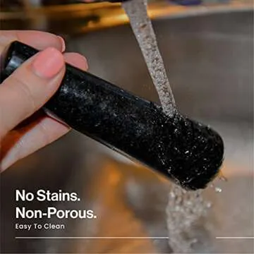 HiCoup Mortar and Pestle Set - 6 Inch Granite, Large Molcajete Bowl with Stone Grinder - Spice, Herb and Avocado Masher for Guacamole, Salsa and Pesto - Holds 2 Cups﻿