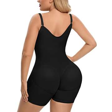 SHAPERX Shapewear Tummy Control Fajas Colombianas Open Bust Body Shaper for Women Butt Lifter Thigh Slimmer Shorts Front Hooks,SZ7205-Black-Old-S
