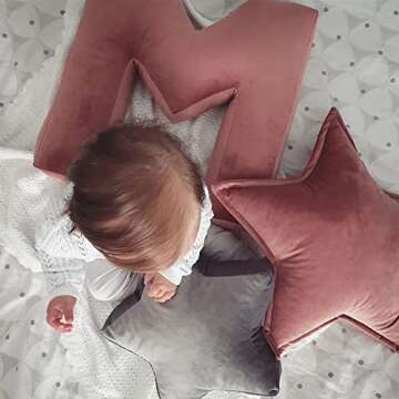 JIKAL Star Moon Shaped Pillow Soft Velvet Nursery Stuffed Throw Pillows for Kids Room Couch Reading ...