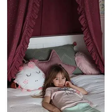 JIKAL Star Moon Shaped Pillow Soft Velvet Nursery Stuffed Throw Pillows for Kids Room Couch Reading Nook Decor (Star, Dusty Pink)