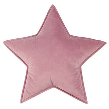 JIKAL Star Moon Shaped Pillow Soft Velvet Nursery Stuffed Throw Pillows for Kids Room Couch Reading Nook Decor (Star, Dusty Pink)