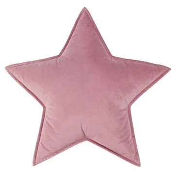 JIKAL Star Moon Shaped Pillow Soft Velvet Nursery Stuffed Throw Pillows for Kids Room Couch Reading Nook Decor (Star, Dusty Pink)