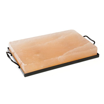 Charcoal Companion CC6064 Himalayan Salt Plate & Holder Set, 12" x 8" x 1.5", Black