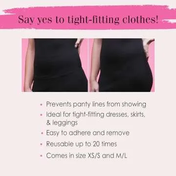 Hollywood Fashion Secrets Skip The Line Adhesive Thong, M/L, Seamless Reusable Coverage With No Panty Lines