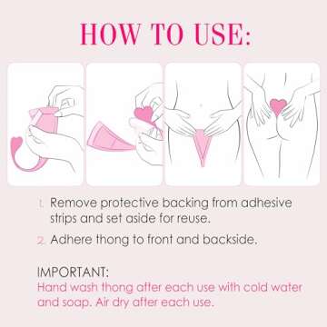 Hollywood Fashion Secrets Skip The Line Adhesive Thong, M/L, Seamless Reusable Coverage With No Panty Lines