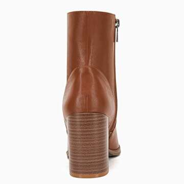 Womens Pointed Toe Ankle Boots Chunky Block Stacked High Heel Side Zipper Dress Booties Winter Shoes