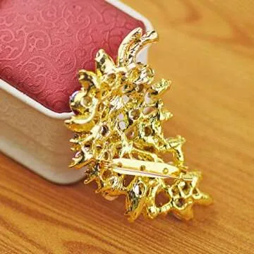 Merdia Created Crystal Fashion Brooch Pin Wedding Feather Brooches for Women | Brooches and Pins for Women | Dress accessories | Fashion Jewelry | Jewelry Pins and Brooches | Purple