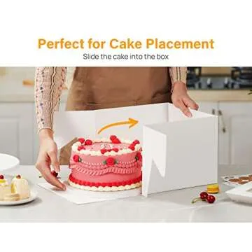 Kootek 15pcs Cake Boxes, 12x12x8 Inches Tall Cake Box with Window, White Bakery Boxes, Large Baking Boxes, Square Cardboard Cake Box for Multi-Layer Cakes, Cake Decorating Supplies for Gift Giving