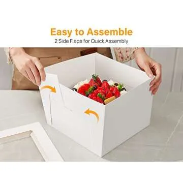 Kootek 15pcs Cake Boxes, 12x12x8 Inches Tall Cake Box with Window, White Bakery Boxes, Large Baking Boxes, Square Cardboard Cake Box for Multi-Layer Cakes, Cake Decorating Supplies for Gift Giving
