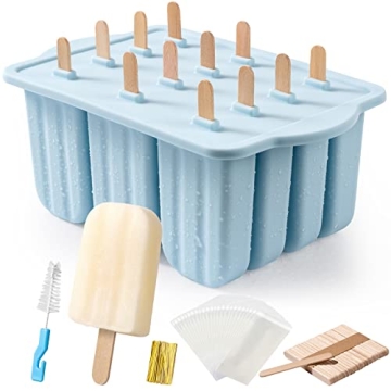 Popsicles Molds, MEETRUE 12 Pieces Silicone Popsicle Molds Easy-Release BPA-free Popsicle Maker Mold...