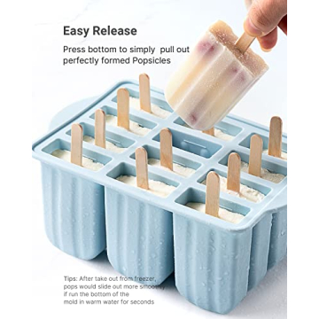 MEETRUE 12 Pieces Silicone Popsicle Molds for Homemade Popsicles