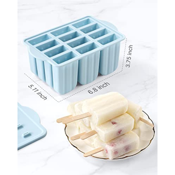 MEETRUE 12 Pieces Silicone Popsicle Molds for Homemade Popsicles