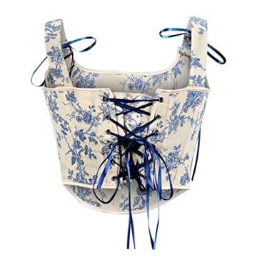 Women Court Vintage Floral Print Vest Sexy Corset Y2K Lace-Up Fishbone Push Up Strap Bustier Lace Corset Top Tank Top