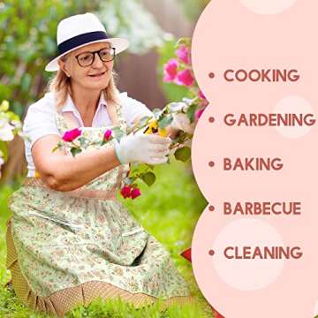 Xtinmee 3 Pcs Aprons for Women with Pockets Adjustable Long Ties Lovely Aprons Gardening Work for Ki...