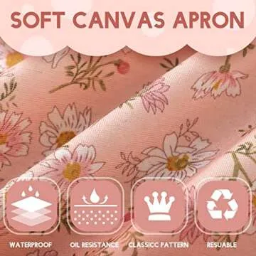 Xtinmee 3 Pcs Aprons for Women with Pockets Adjustable Long Ties Lovely Aprons Gardening Work for Kitchen Cooking Home Baking (Light Color,Daisy Floral)