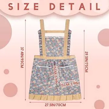Xtinmee 3 Pcs Aprons for Women with Pockets Adjustable Long Ties Lovely Aprons Gardening Work for Kitchen Cooking Home Baking (Light Color,Daisy Floral)