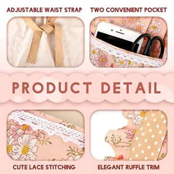 Xtinmee 3 Pcs Aprons for Women with Pockets Adjustable Long Ties Lovely Aprons Gardening Work for Kitchen Cooking Home Baking (Light Color,Daisy Floral)