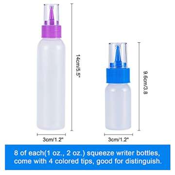 CHMACHI Squeeze Writer Bottles Set-16 Squeeze Cookie Icing Bottles, 1 Cleaning Brush and 1 Funnel, A...