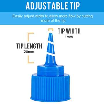 CHMACHI Squeeze Writer Bottles Set-16 Squeeze Cookie Icing Bottles, 1 Cleaning Brush and 1 Funnel, Applicator Bottles-8 Each (1 and 2 Ounce) for Food Coloring Cookie Decorating, Multicolored