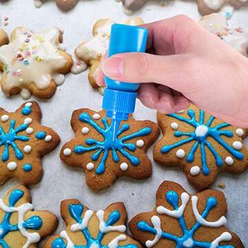 CHMACHI Squeeze Writer Bottles Set-16 Squeeze Cookie Icing Bottles, 1 Cleaning Brush and 1 Funnel, Applicator Bottles-8 Each (1 and 2 Ounce) for Food Coloring Cookie Decorating, Multicolored