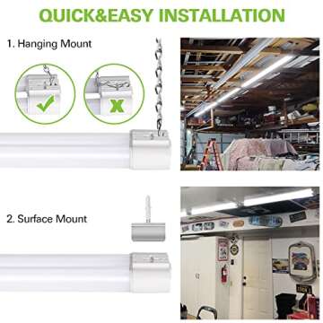 hykolity 2 Pack 4FT Linkable LED Shop Light for Garage, 4400lm, 4FT 42W Utility Light Fixture, 5000K Daylight LED Workbench Light with Plug, Hanging or Surface Mount, White - ETL