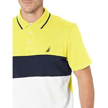 Nautica Men's Color Block Cotton Polo Shirt - Blazing Yellow