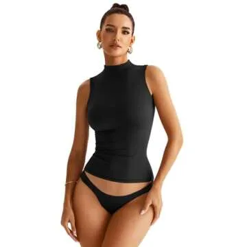 Trendy EasyGala Mock Turtle Neck Tank Tops for Women