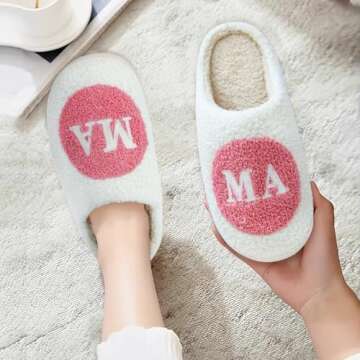 Etomiel Fun Cute Mama Slippers for Women, Cute Cozy Mama Bear Slipper, Soft Plush Memory Foam Slip On Slippers House Slippers for Home Kitchen Bedroom Winter, Womens Christmas Gifts for Mom