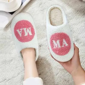 Etomiel Fun Cute Mama Slippers for Women, Cute Cozy Mama Bear Slipper, Soft Plush Memory Foam Slip On Slippers House Slippers for Home Kitchen Bedroom Winter, Womens Christmas Gifts for Mom
