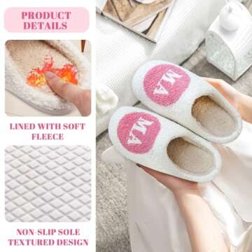 Etomiel Fun Cute Mama Slippers for Women, Cute Cozy Mama Bear Slipper, Soft Plush Memory Foam Slip On Slippers House Slippers for Home Kitchen Bedroom Winter, Womens Christmas Gifts for Mom