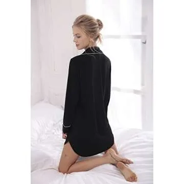 SISJULY Women's Long Sleeve Pajama Sleep Shirt Dress