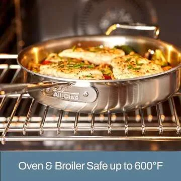 All-Clad D5 5-Ply Stainless Steel Large Weeknight Frying Pan 4 Quart Induction Oven Broiler Safe 600F Pots and Pans, Cookware Silver